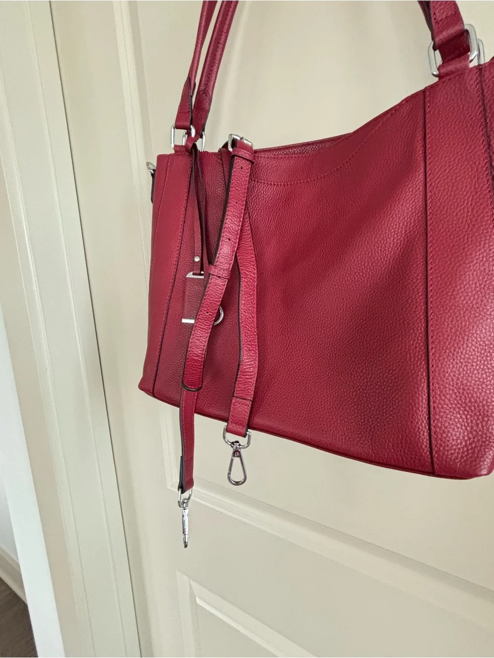 Over Earth Red Wine Genuine Leather Hobo Shoulder & Crossbody Bag New